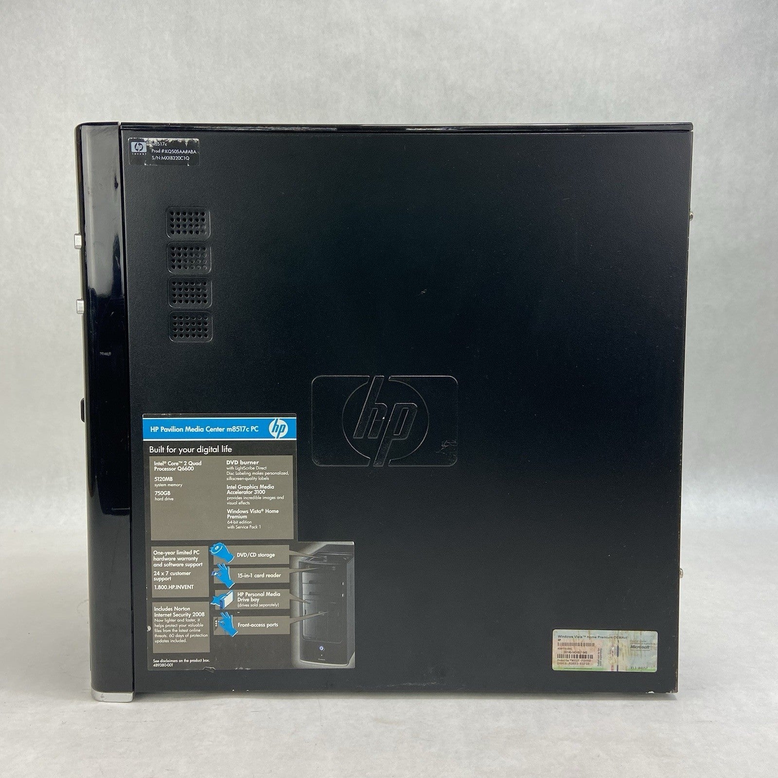 HP Media Centre M18517C MT Intel Core 2 Quad Q6600 2.4GHz 5GB RAM No HDD/OS3