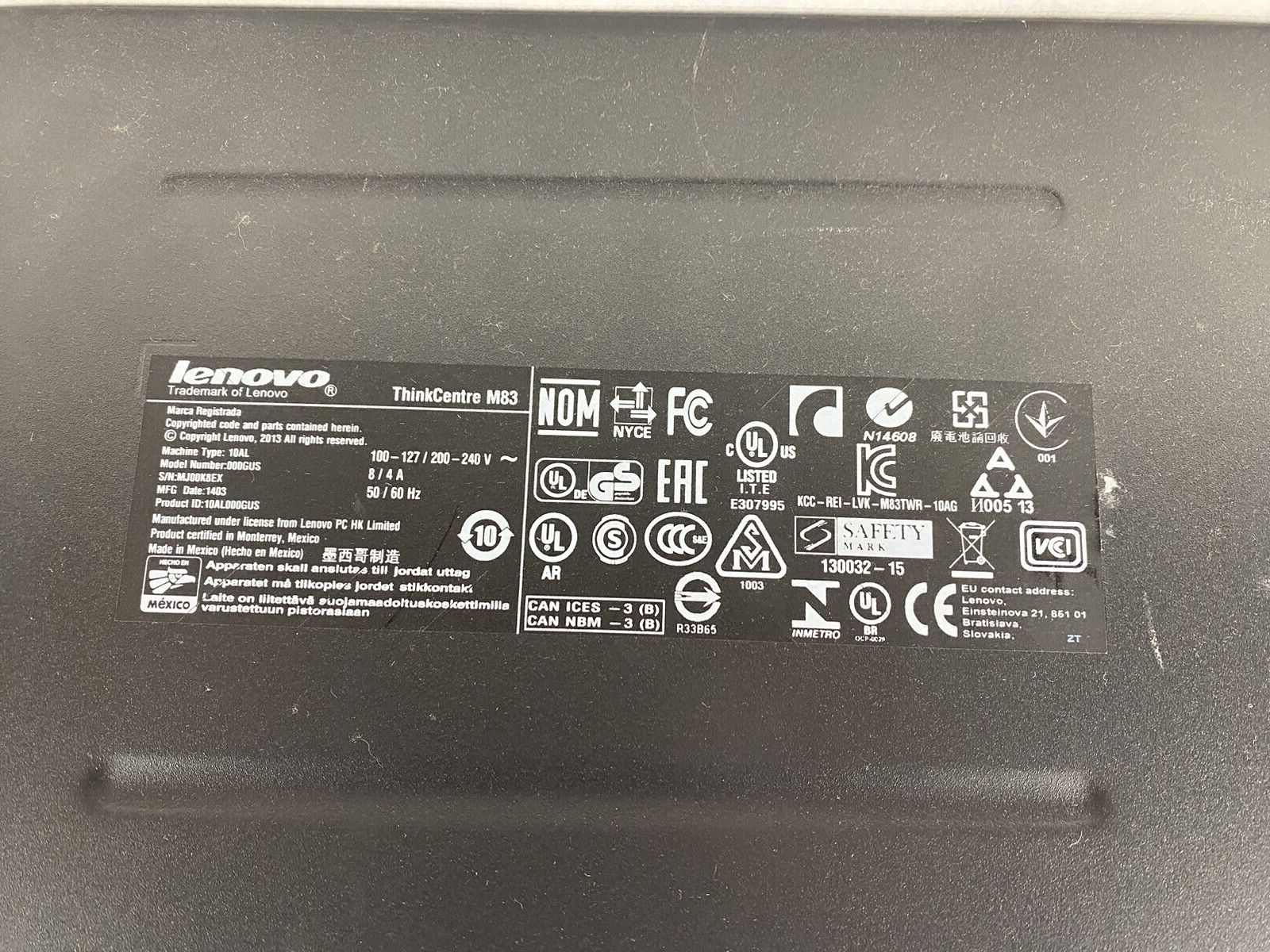Lenovo ThinkCentre M83 MT Intel Core i7-4770 3.40GHz 8GB RAM No HDD No OS