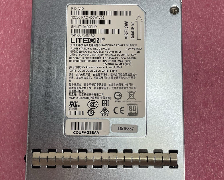 LiteOn Power Supply / Power Supply N2200-PAC-400W PS-2401-1S-LF 341-0375-07