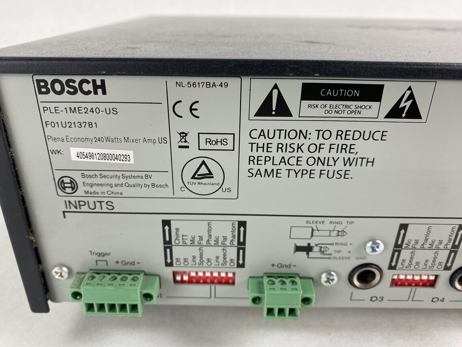 Bosch PLE-1ME120-US Plena 120 Watt 4-Channel Mixer Amplifier Tested