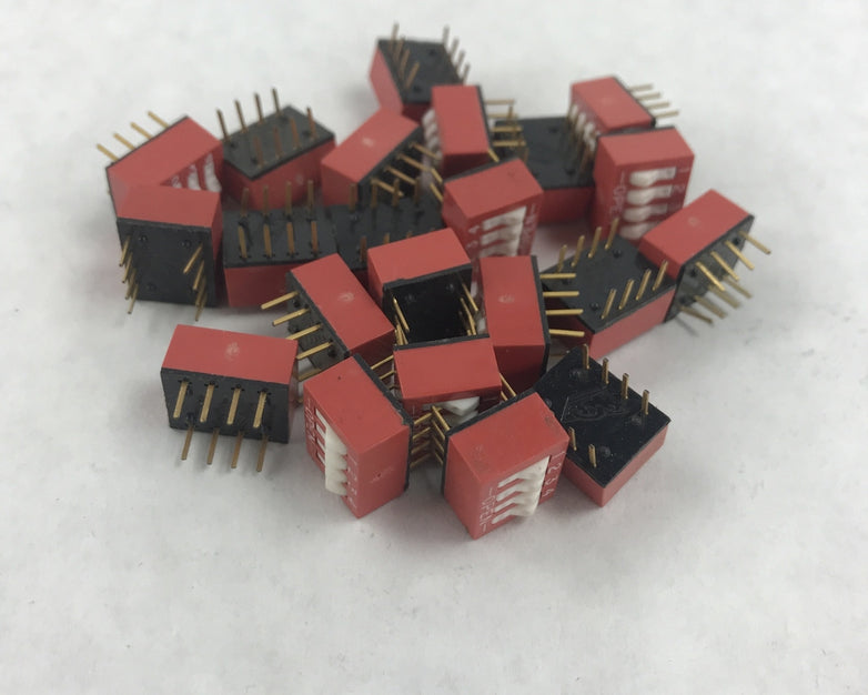 Lot of 22 Grayhill 76SB04S Switch DIP ON OFF SPST 4 Raised Rocker 8-Pin