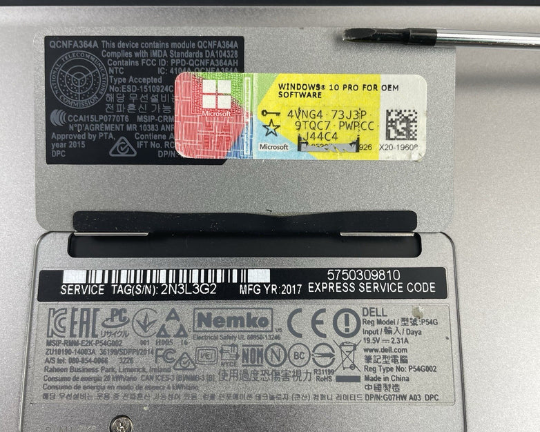 Dell XPS 13 9360 13.3" i5-7200U 2.50 GHz 4 GB RAM No SSD/OS/AC/Battery