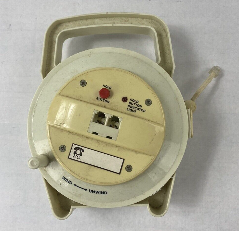 Vintage PORT-A-PHONE Leviton Cable 50 Foot Telephone Cord Reel Double Outlet