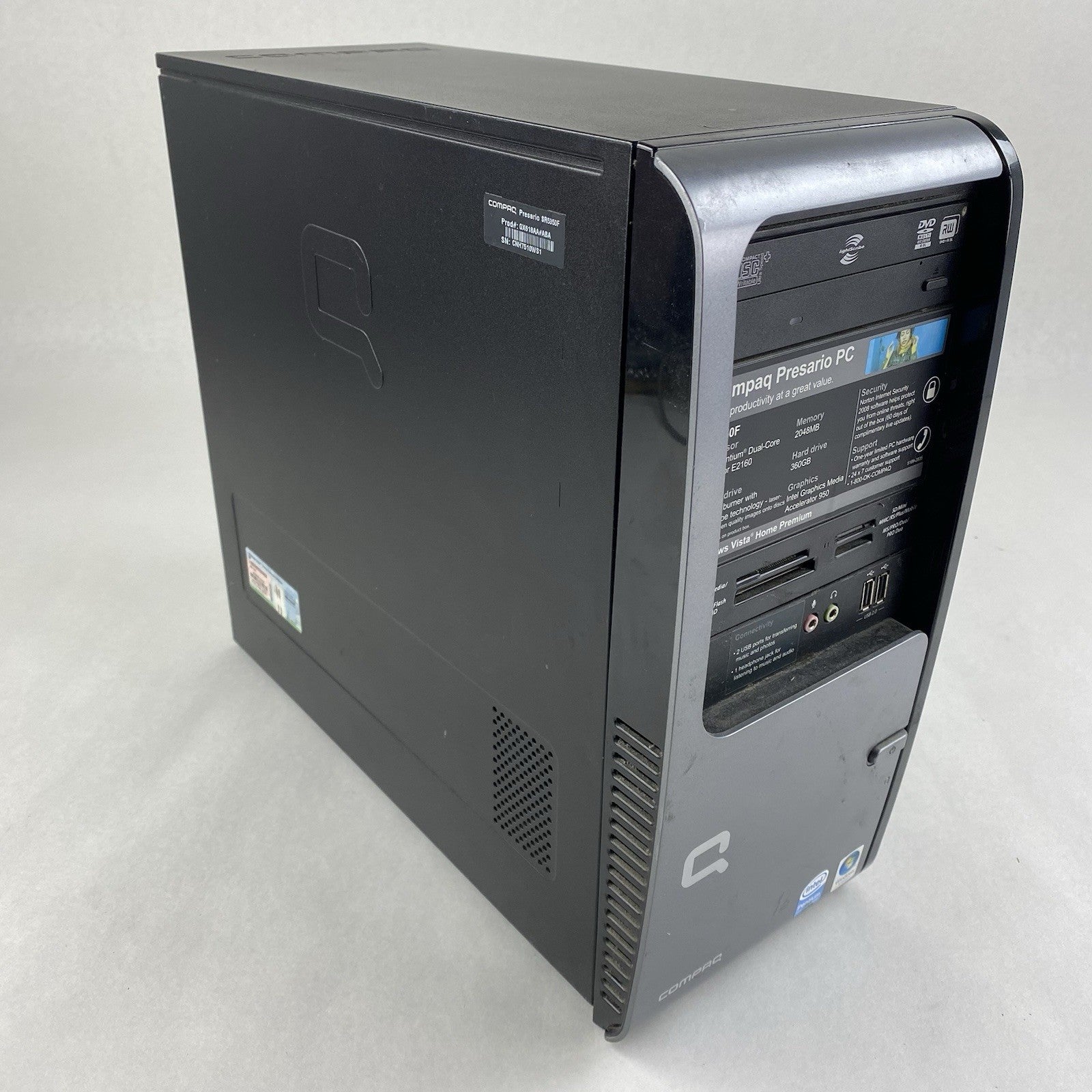 HP Compaq Presario SR5350F MT Pentium Dual Core E2180 2GHz 2GB RAM No HDD No OS