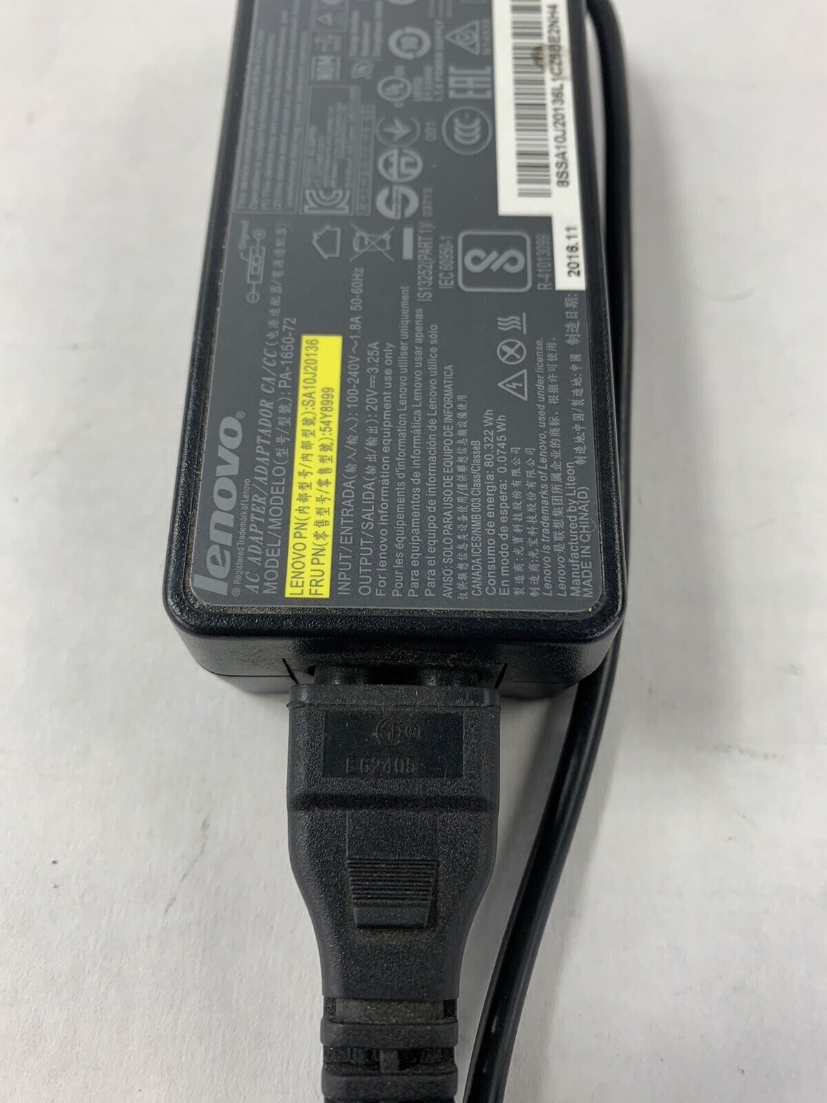 Lot of 2 LENOVO PA-1650-72-1650-72 Power Adapter