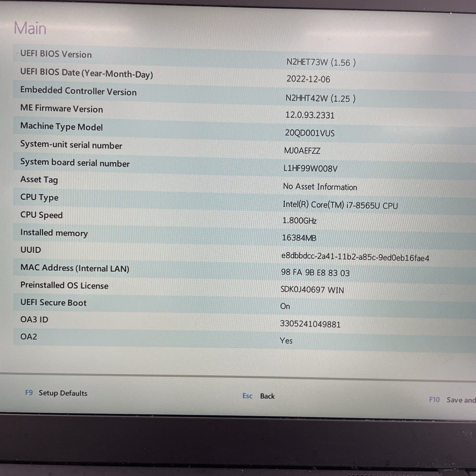 Lenovo ThinkPad X1 Carbon 7Gen i7-8565U 1.8GHz 16GB RAM No SSD/OS/AC/Batt - READ2