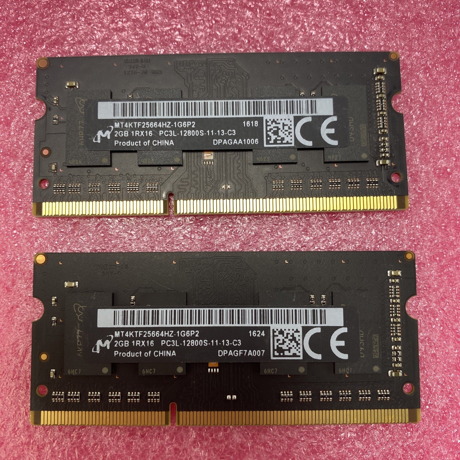 8x 2GB Micron 1RX16 memory PC3L-12800S-11-13-C3 MT4KTF25664HZ-1G6P2