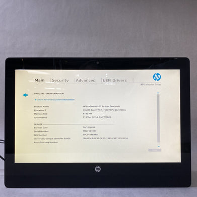 HP ProOne 400 G3 AIO 20" Touch Quad Core i5-7500T 2.70GHz 8GB Ram No AC HDD OS