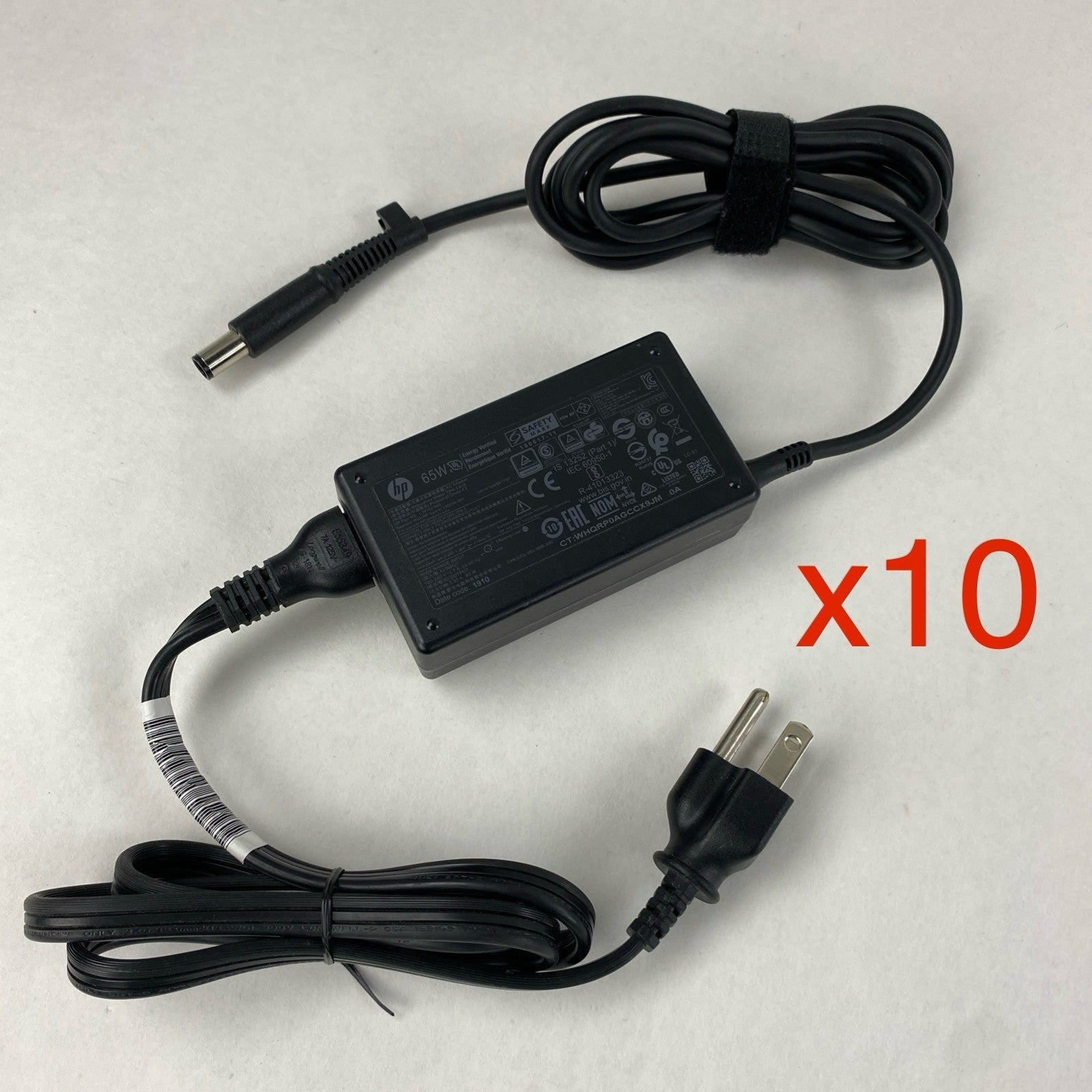 HP TPN-CA16 65W 19.5V 3.33A 7.4mm Laptop AC Adapter w/ Power Cord (Lot of 10)0
