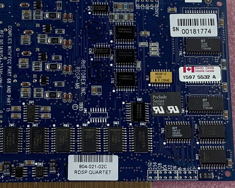 Rhetorex Inc RDSP-M6 4 Port Analog Voicemail Card 1A9USA-75391-VM-E