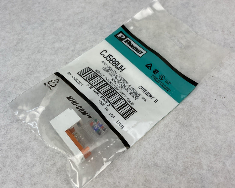 Panduit White Mini-Jack CJ588WH CAT5 RJ45 Modules T568A and T568B - Lot of 11