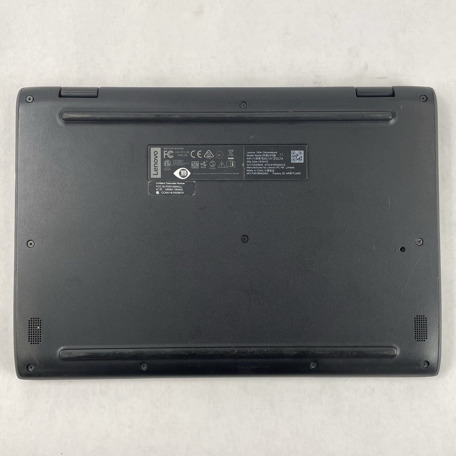 Lenovo 100e ChromeBook 81ER 11.6" Celeron N3350 1.10 GHz 4 GB RAM 16 GB Storage12