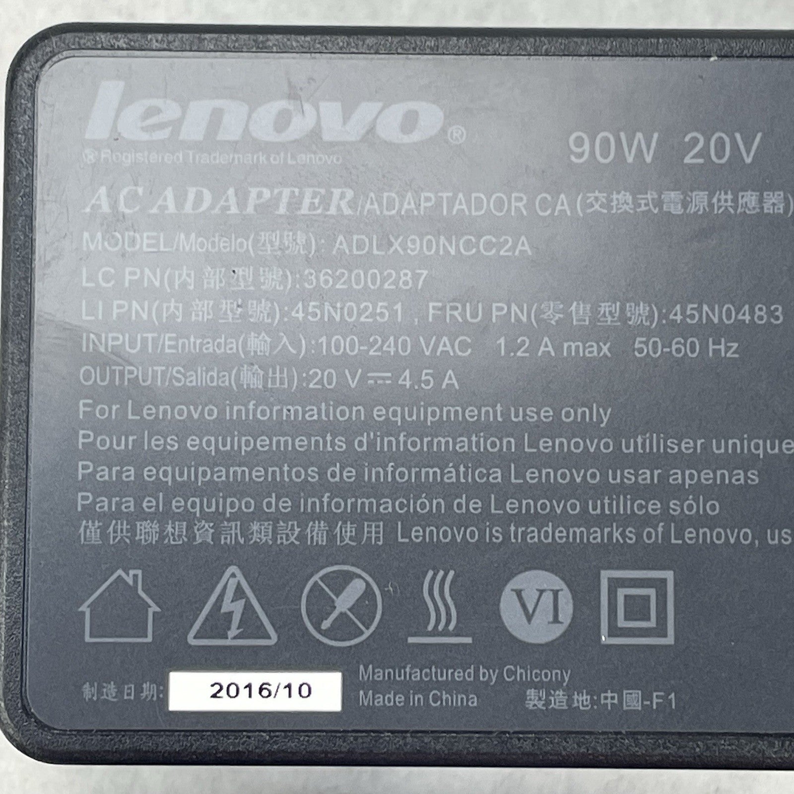 Lenovo AC Adapter 90w 20v ADLX90NCC2A Lot of 10 No Power Cord7