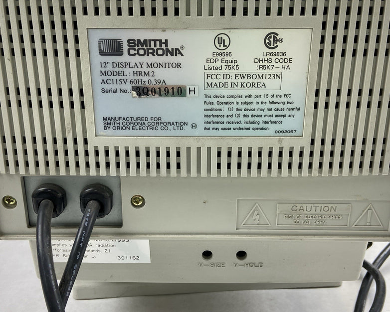 Smith Corona 12" Vintage CRT Monitor Model HRM2 | HRM 2 - Tested and Working