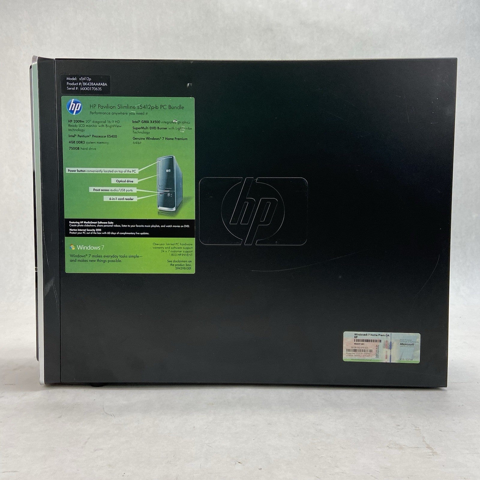 HP Pavilion S5000 SFF Intel Pentium Dual Core E5400 2.7Ghz 4GB RAM No HDDOS3