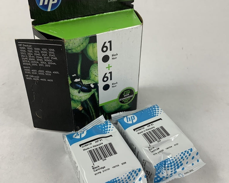 HP 61 + 61 Black Ink Cartridge Twin-Pack Exp. Jul 2021 - Open Box