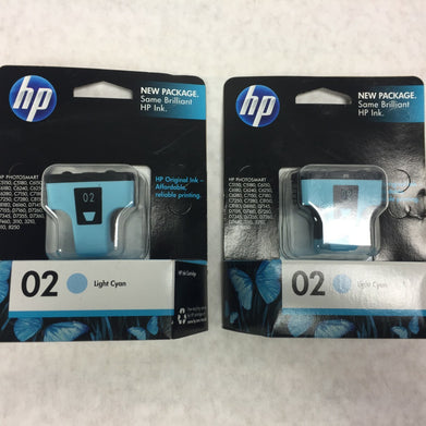 OEM HP 02 Light Cyan  Ink Cartridge C8774WN   Lot of 2   Warranty date Aug 2011