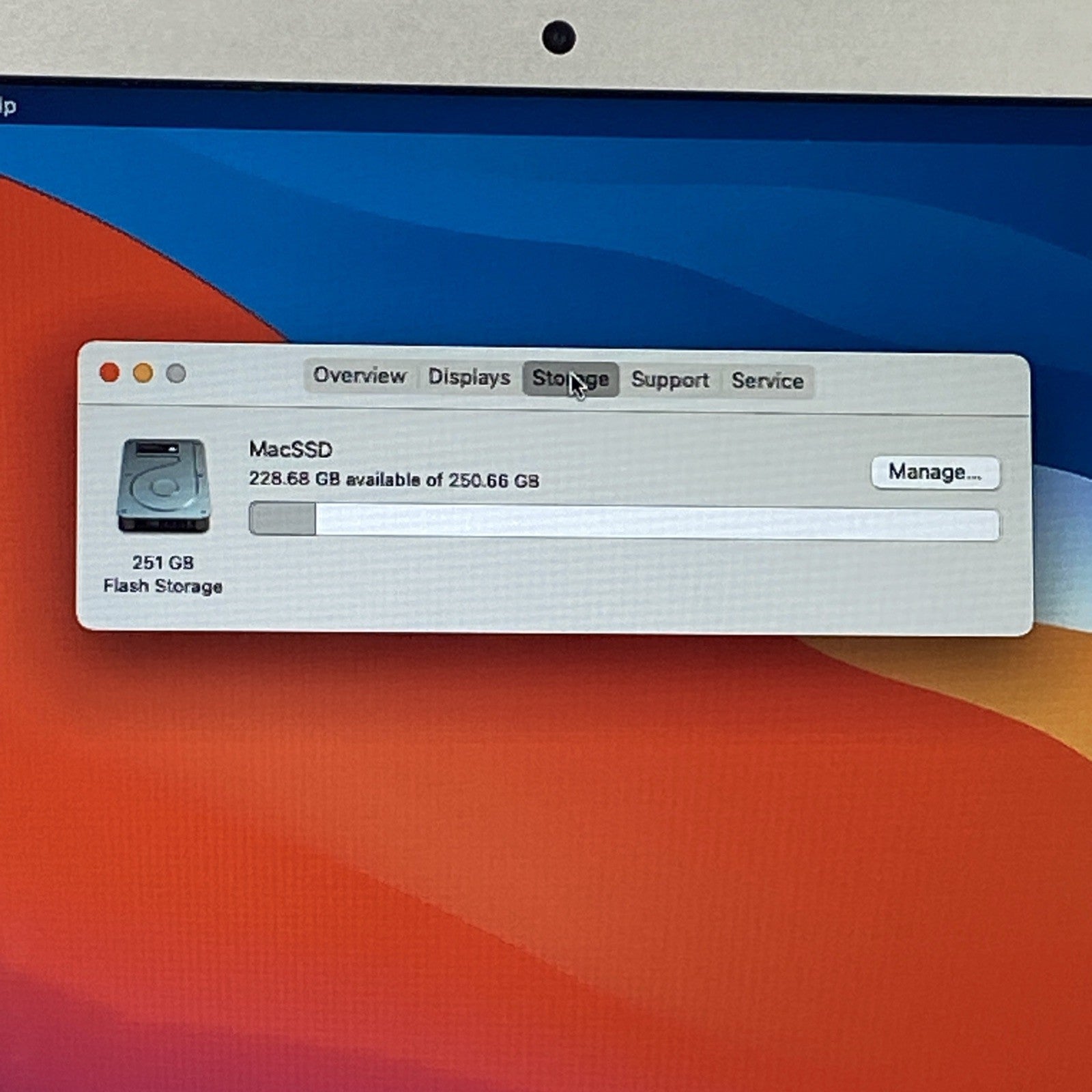 Apple MacBook Air A1466 2014 13" 1.4GHz i5 4GB RAM 250GB SSD os11.7.1 515 Cycles