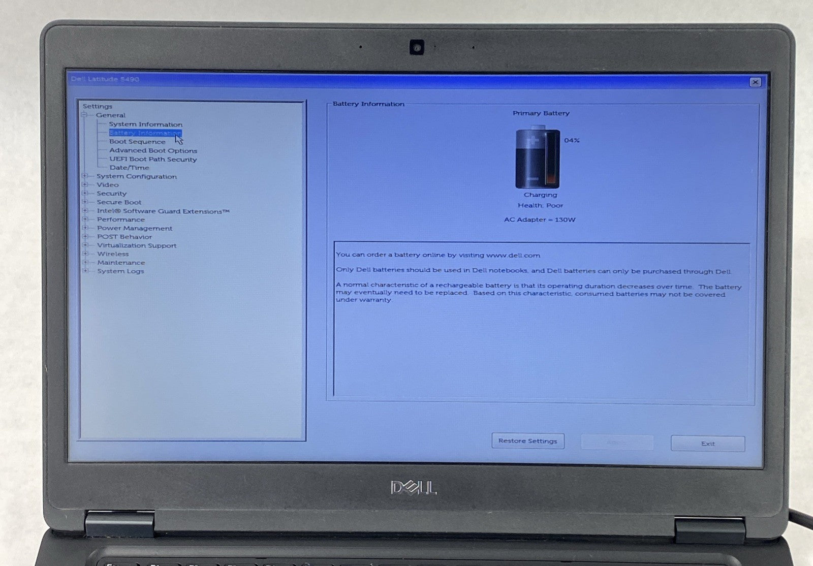 Dell Latitude 5490 Core i3-8130U 2.20 GHz 8 GB RAM 14" No HDD No OS