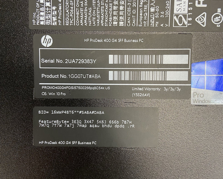 HP ProDesk 400 G4 SFF Intel Core i5-7500 3.4GHz 8GB RAM No HDD No OS