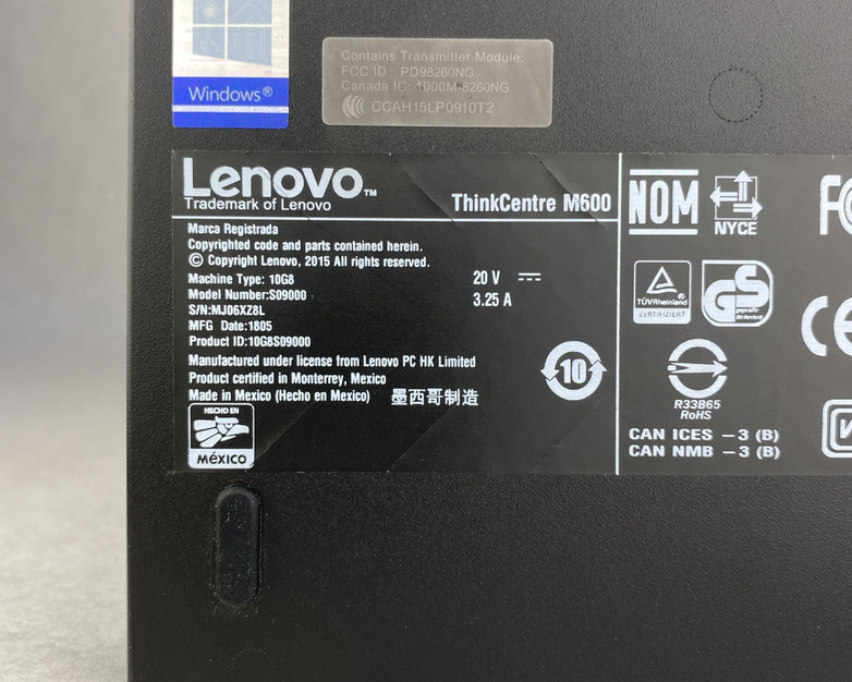 Lenovo ThinkCentre M600 Micro Intel Pentium J3710 1.6GHz 8GB RAM No AC HDD OS