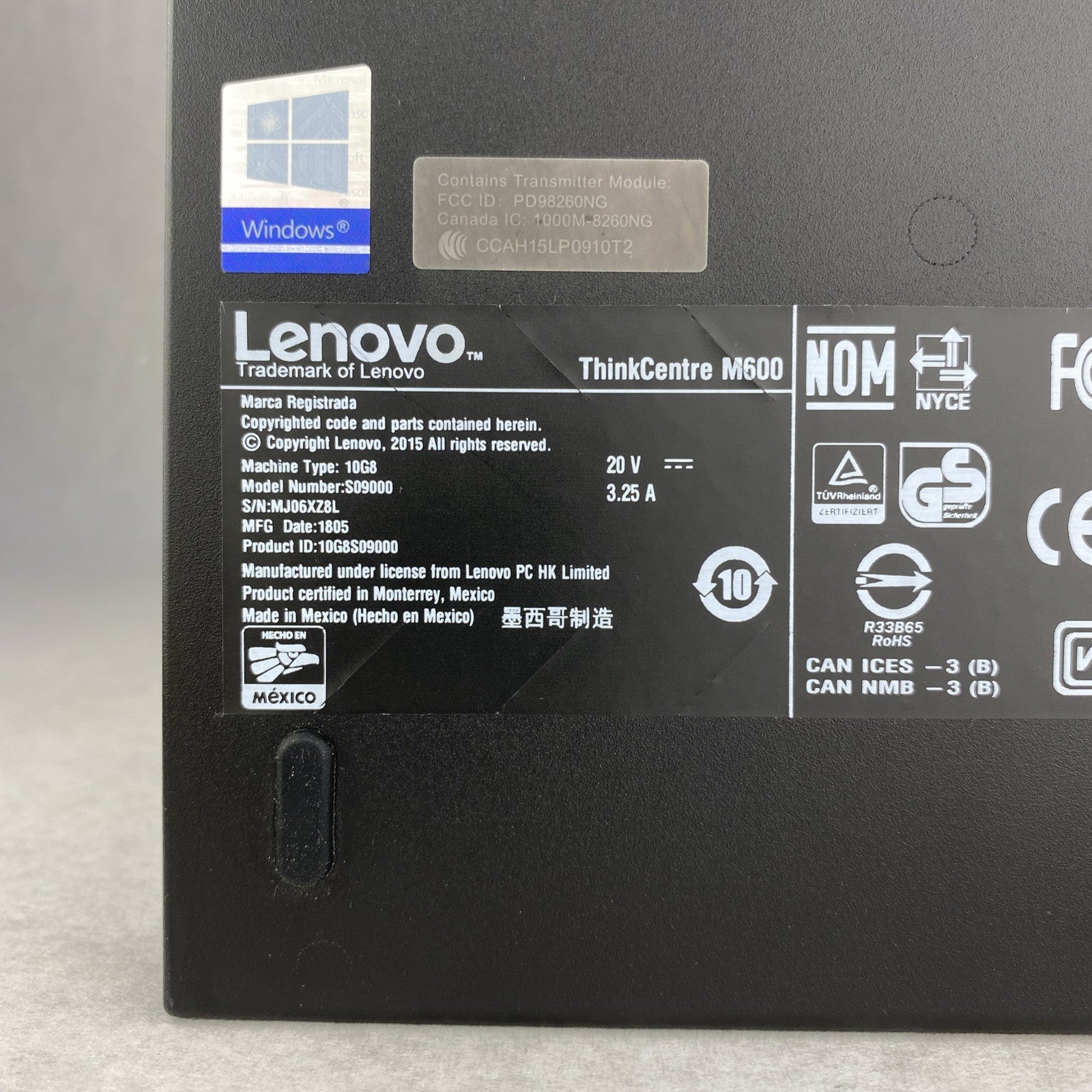 Lenovo ThinkCentre M600 Micro Intel Pentium J3710 1.6GHz 8GB RAM No AC HDD OS