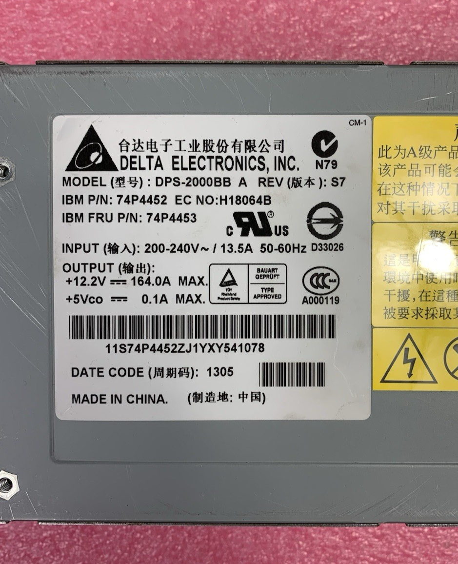 Delta Electronics DPS-2000BB A Rev S7 74P4452 2000W Power Supply
