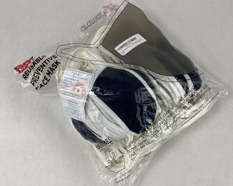Aramark 91461 3 Layer Reusable Preventive Face Mask Navy Blue 50 Pack