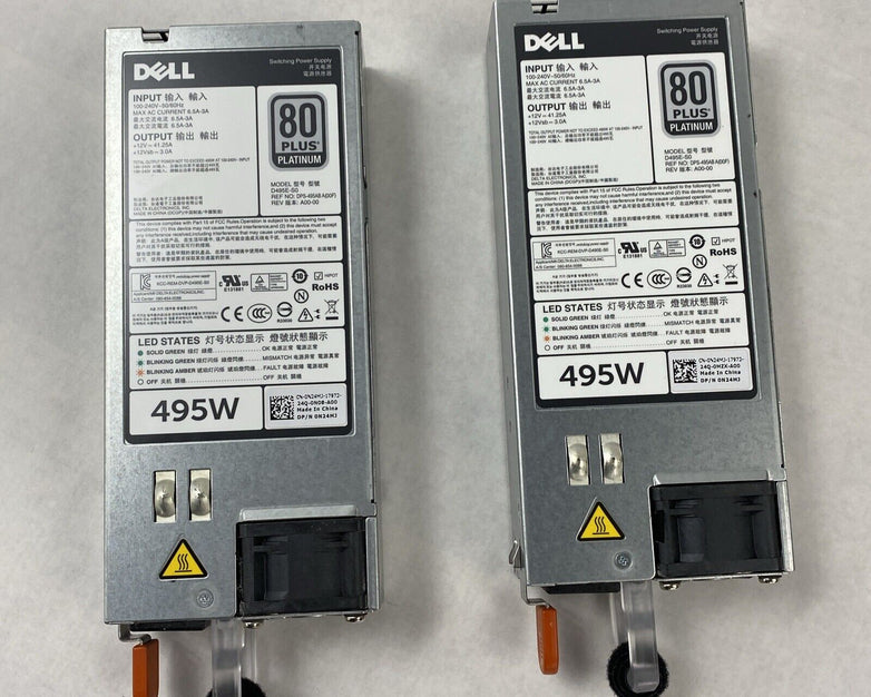 Lot of 2 Dell N24MJ D495E-S0 80 Plus Platinum 495W Power Supply