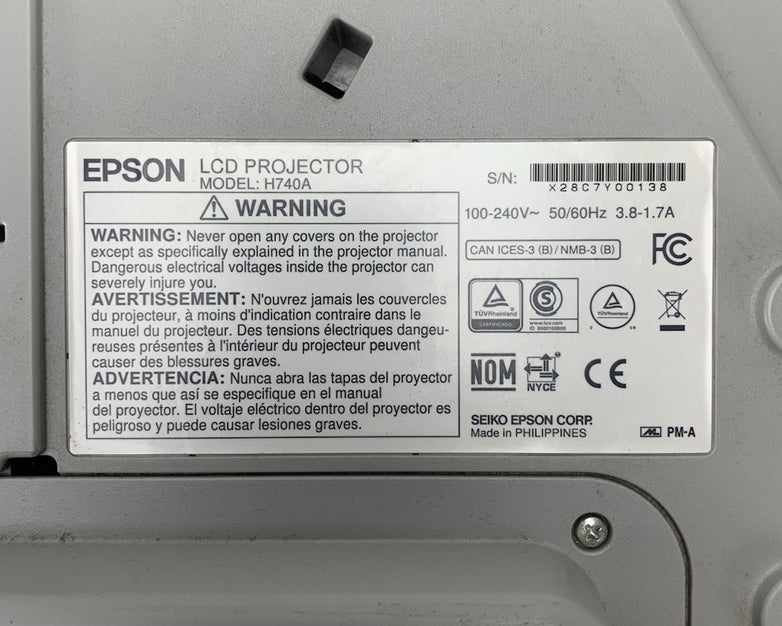 Epson PowerLite 695Wi H740A LCD Lamp Projector 2028 Lamp Hours - No Remote