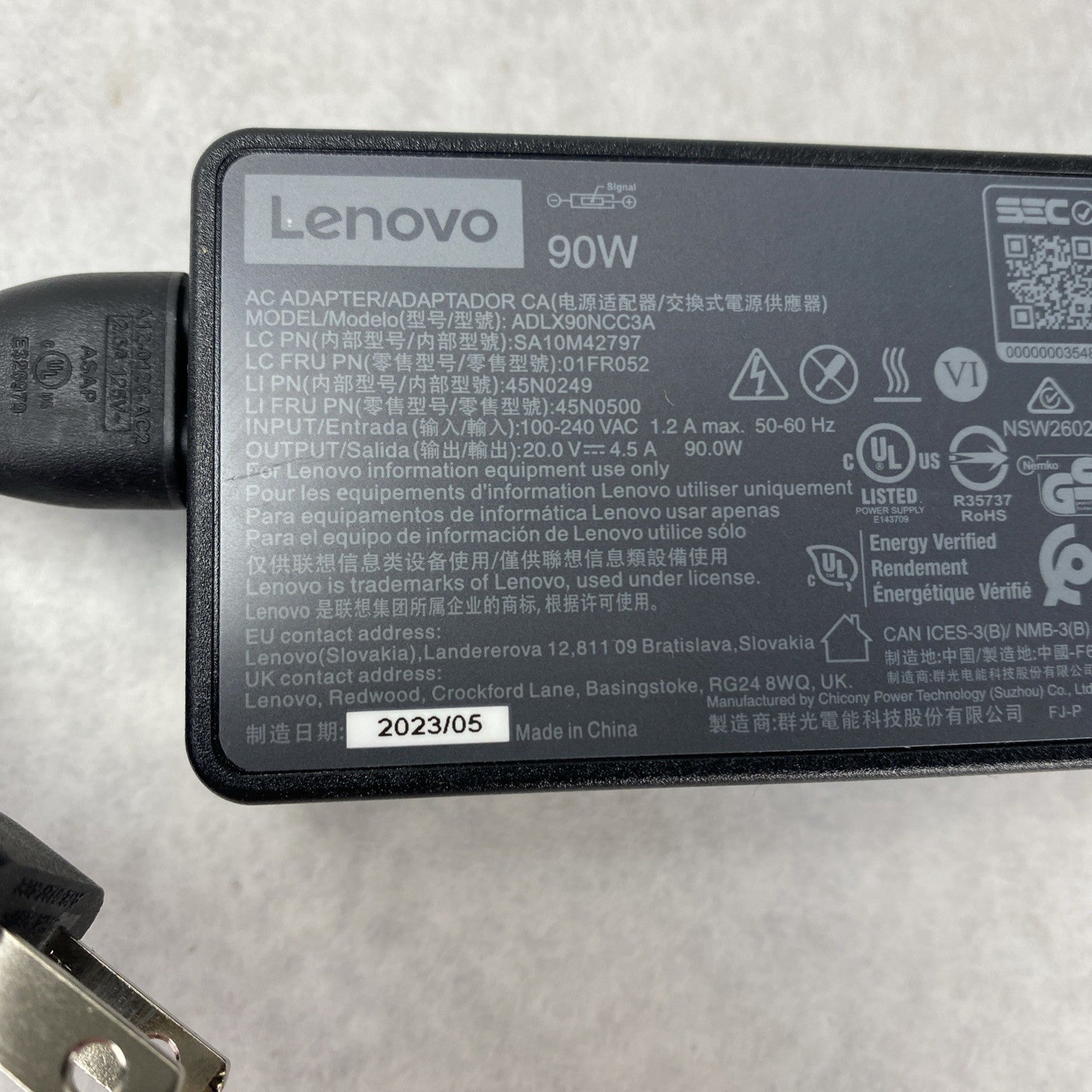 Lenovo ADLX90NCC2A 90W AC Adapter Yellow Tip mix Lot of 5 W/ ADLX90NCC3A4