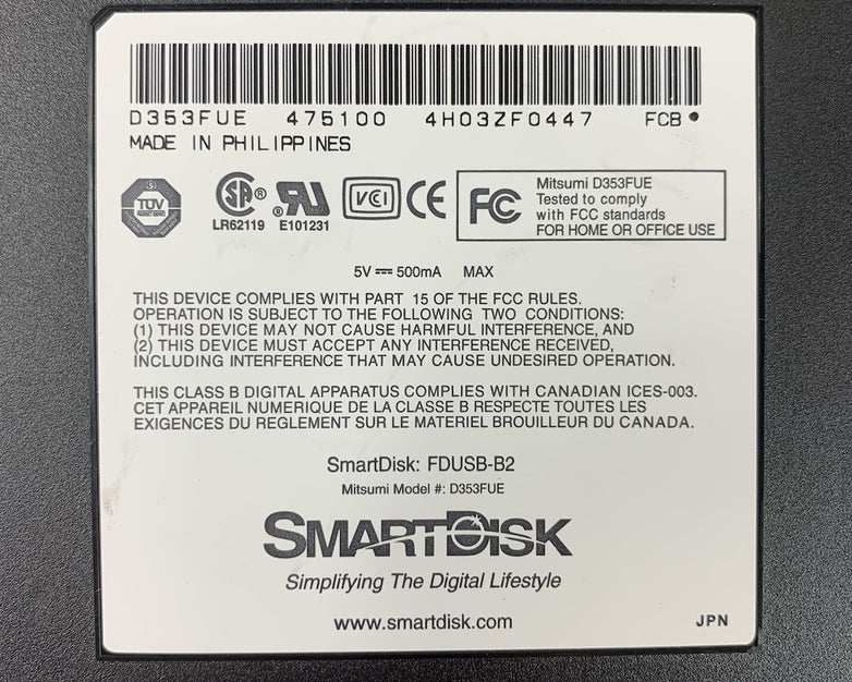 SmartDisk FDUSB-B2 External 2.5” Inch USB Floppy Drive