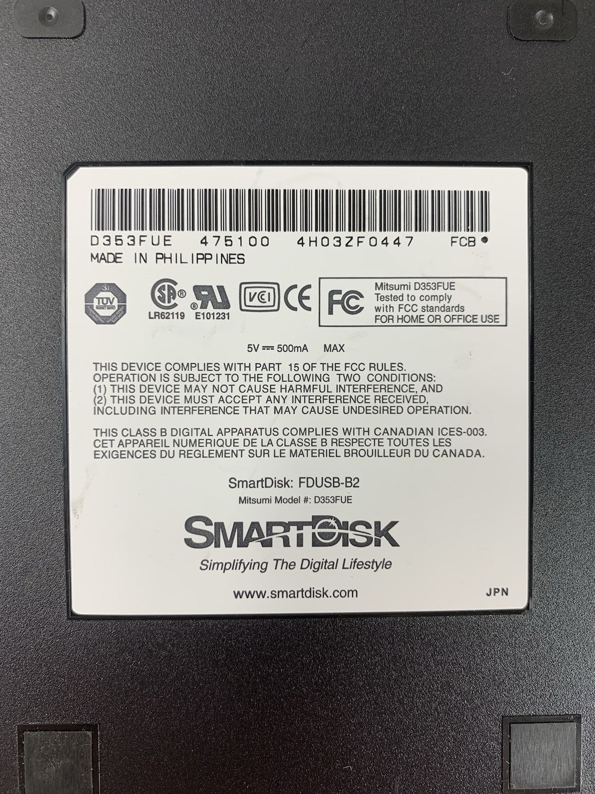 SmartDisk FDUSB-B2 External 2.5” Inch USB Floppy Drive