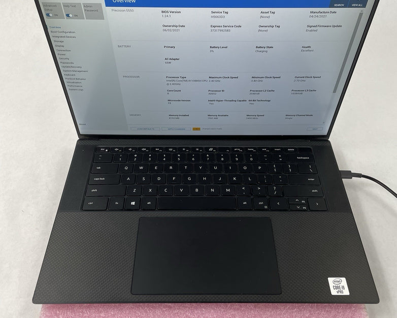 Dell Precision 5550 15.6" i9-10885H 2.40 GHz 8 GB RAM No SSD/OS/AC/Batt - READ