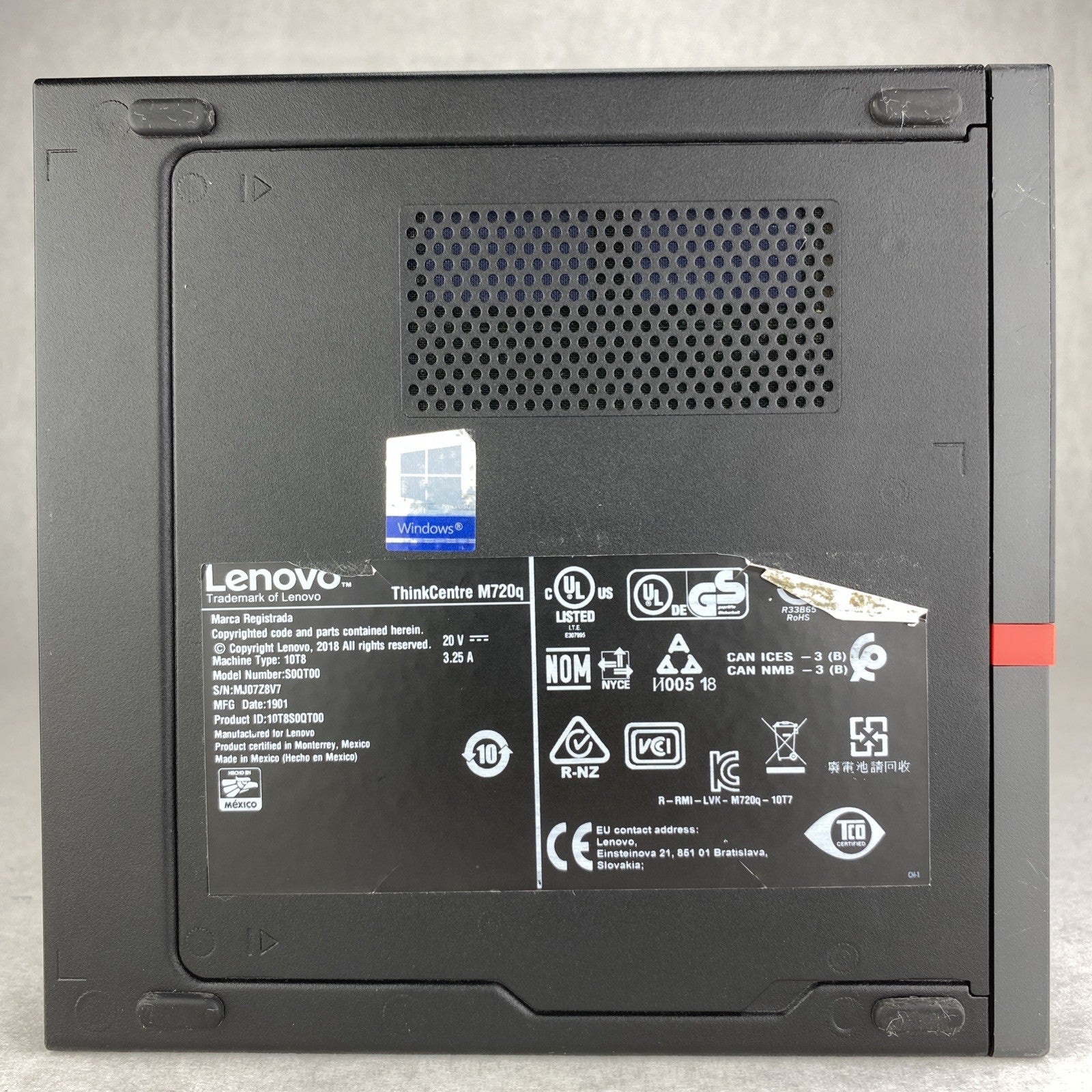 Lenovo ThinkCentre M720q Intel Six Core i5-8500T 2.10GHz 1x8GB RAM No AC HDD OS