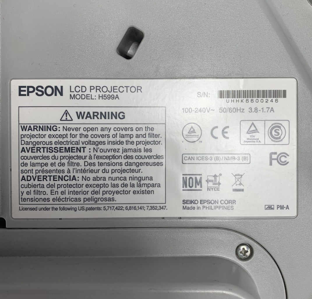 Epson BrightLink 595Wi H599A LCD Lamp Projector 1221 Lamp Hours - No Remote7