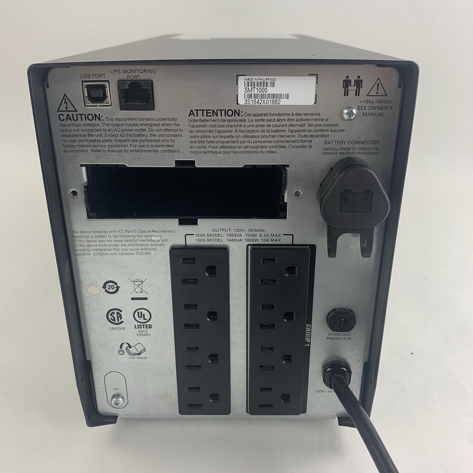 APC SMT1000 Smart-UPS 1000 120V 700W 8 Outlet LCD Tested No Battery4