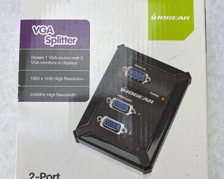 IOGEAR GVS62 2-Port VGA Video Splitter for Analog Displays NEW