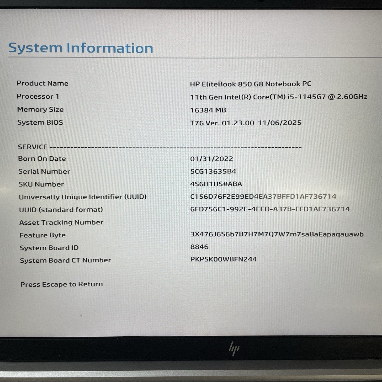 HP EliteBook 850 G8 15.6" i5-1145G7 2.60 GHz 16 GB RAM No SSD/OS/AC - Dents2