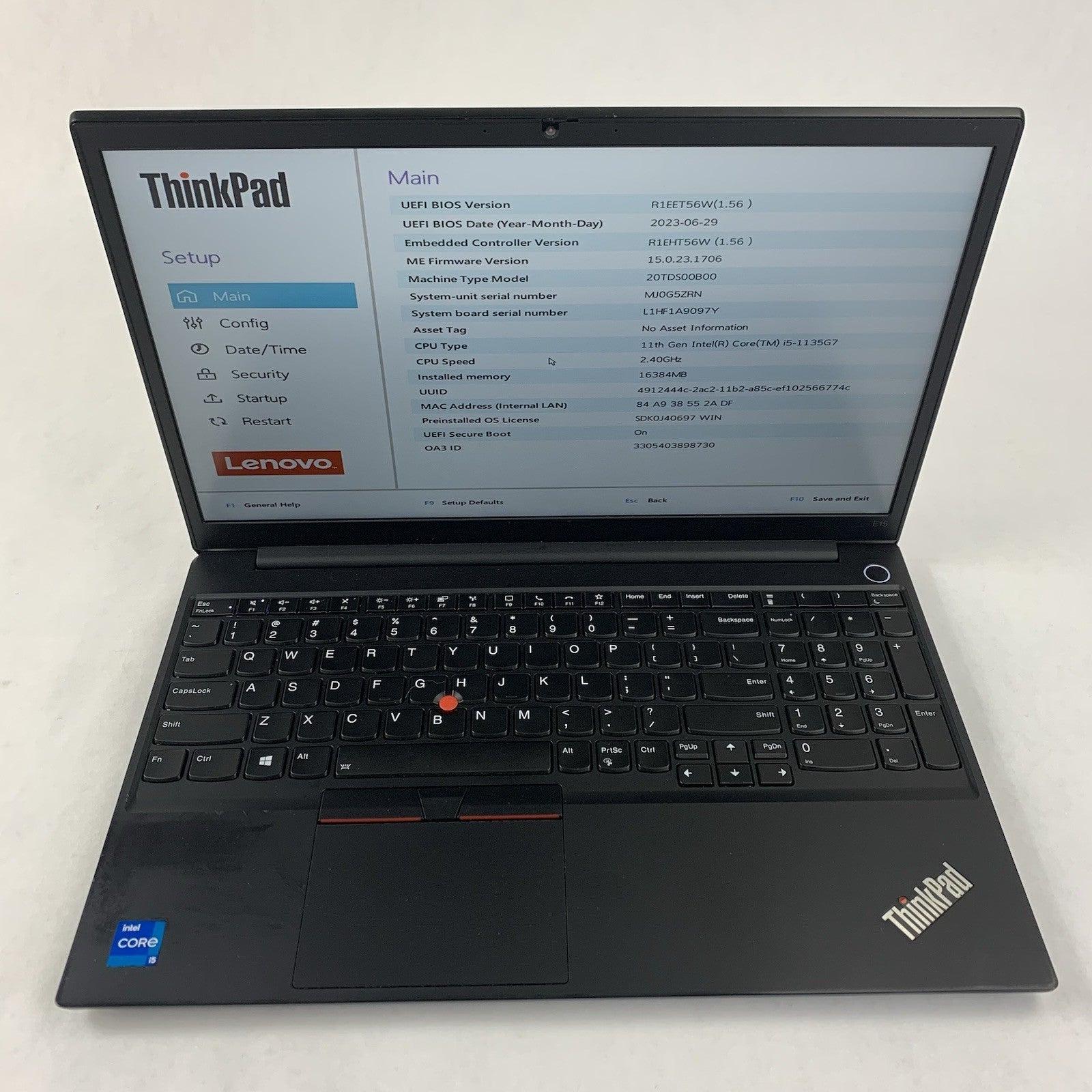 Lenovo ThinkPad E15 Gen 2 15.6" i5-1135G7 2.40 GHz 16 GB RAM No OS/SSD/AC1