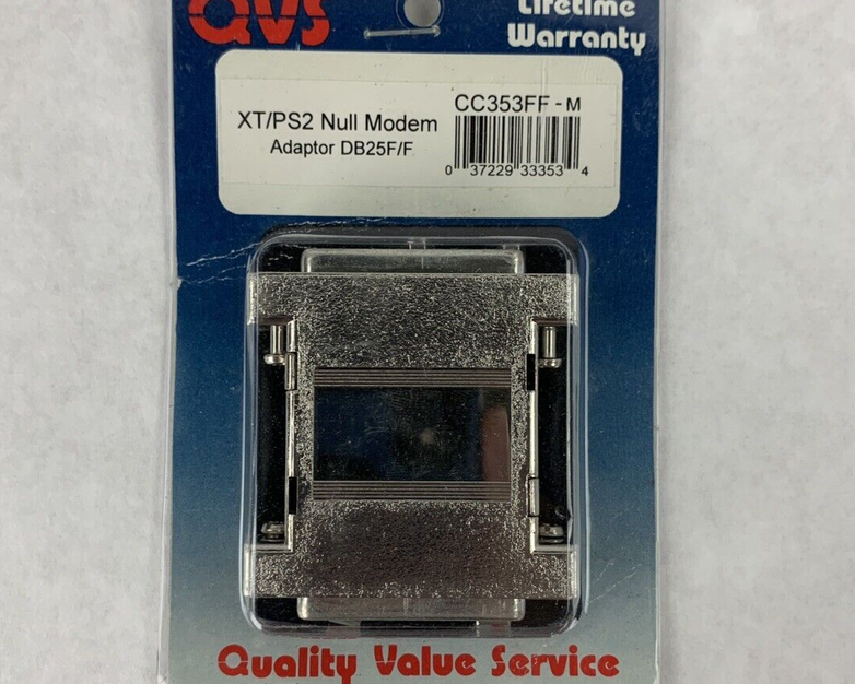 New QVS CC353FF-M  XT/PS2 Null Modem Adapter DB25F/F