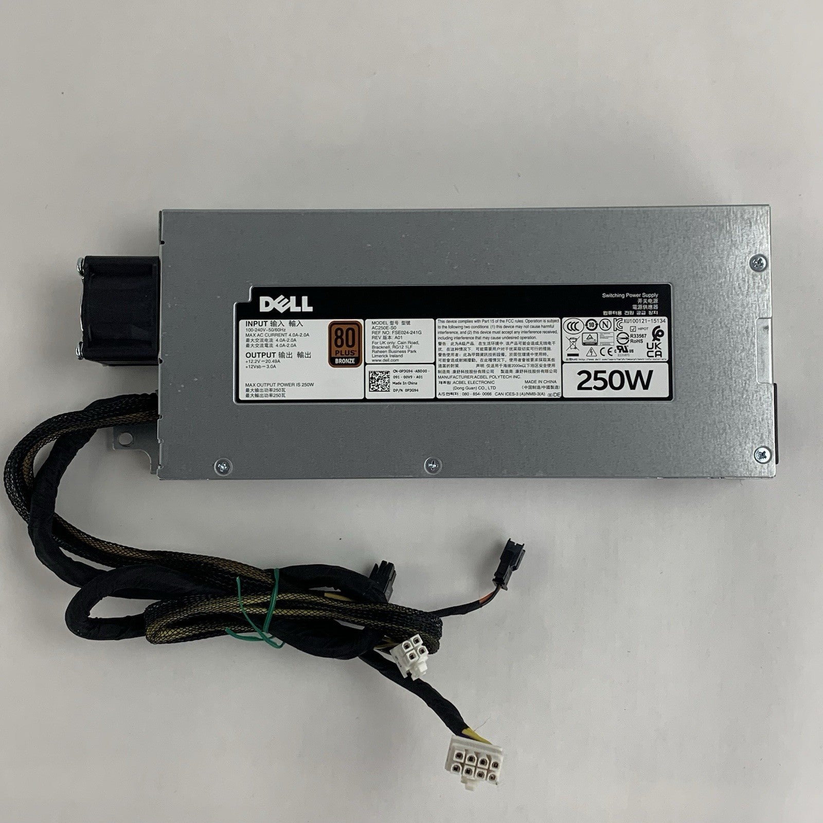 Dell  AC250E-S0 P3G94 250W 240V Server Power Supply For Poweredge Tested1