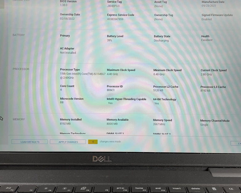 Dell Latitude 3520 15.6" i5-1145G7 2.60 GHz 8 GB RAM No SSD/OS/AC