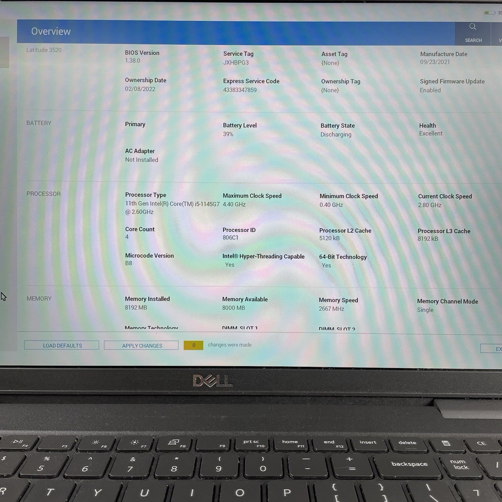 Dell Latitude 3520 15.6" i5-1145G7 2.60 GHz 8 GB RAM No SSD/OS/AC3