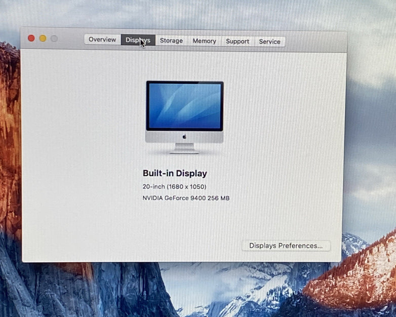 Apple A1224 iMac 20" 2009 2.66 GHz Core 2 Duo 2GB RAM 320GB HDD macOS 10.11.6