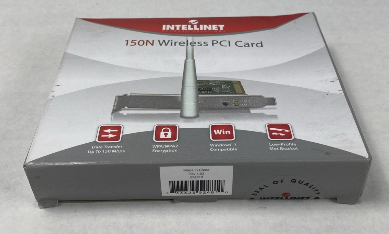 Intellinet 150N Wireless PCI Card with 3dBi Detachable Dipole Antenna
