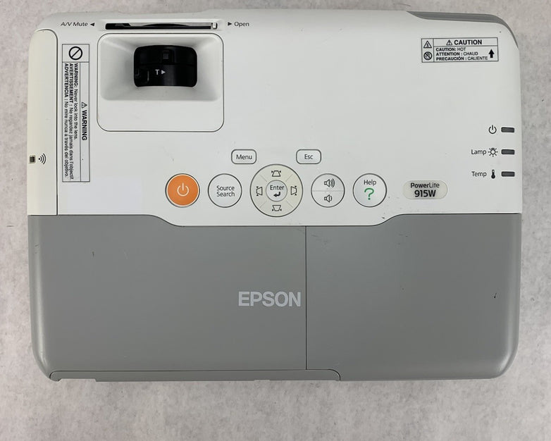 Epson H388A PowerLite 915W Projector 757 Lamp Hours No Remote - Yellow Display