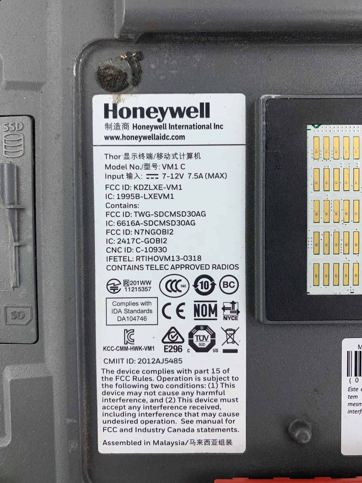 Honeywell Thor VM1C Mount Computer Bad Screens No Dock No OS No Flash Lot of 3