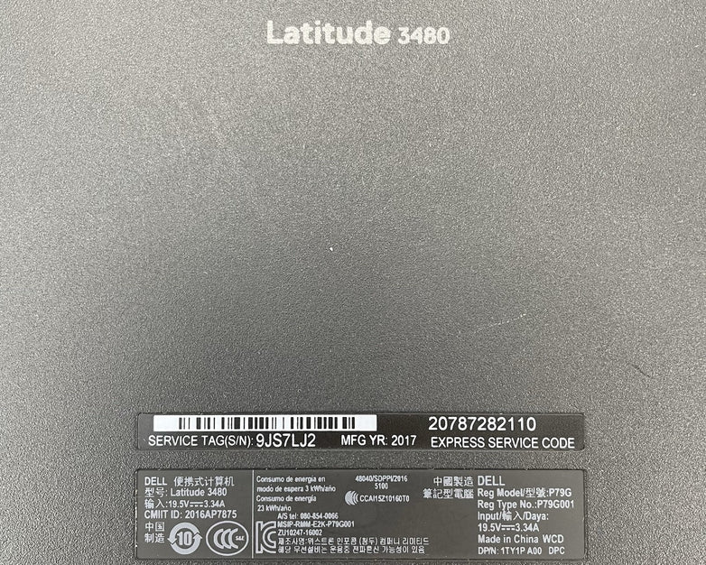 Dell Latitude 3480 14" i5-6200U 2.30 GHz 8 GB RAM No SSD/OS/AC