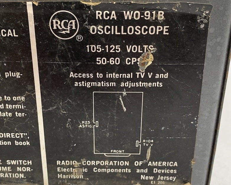 RCA WO-91B Oscilloscope - Parts or Repair